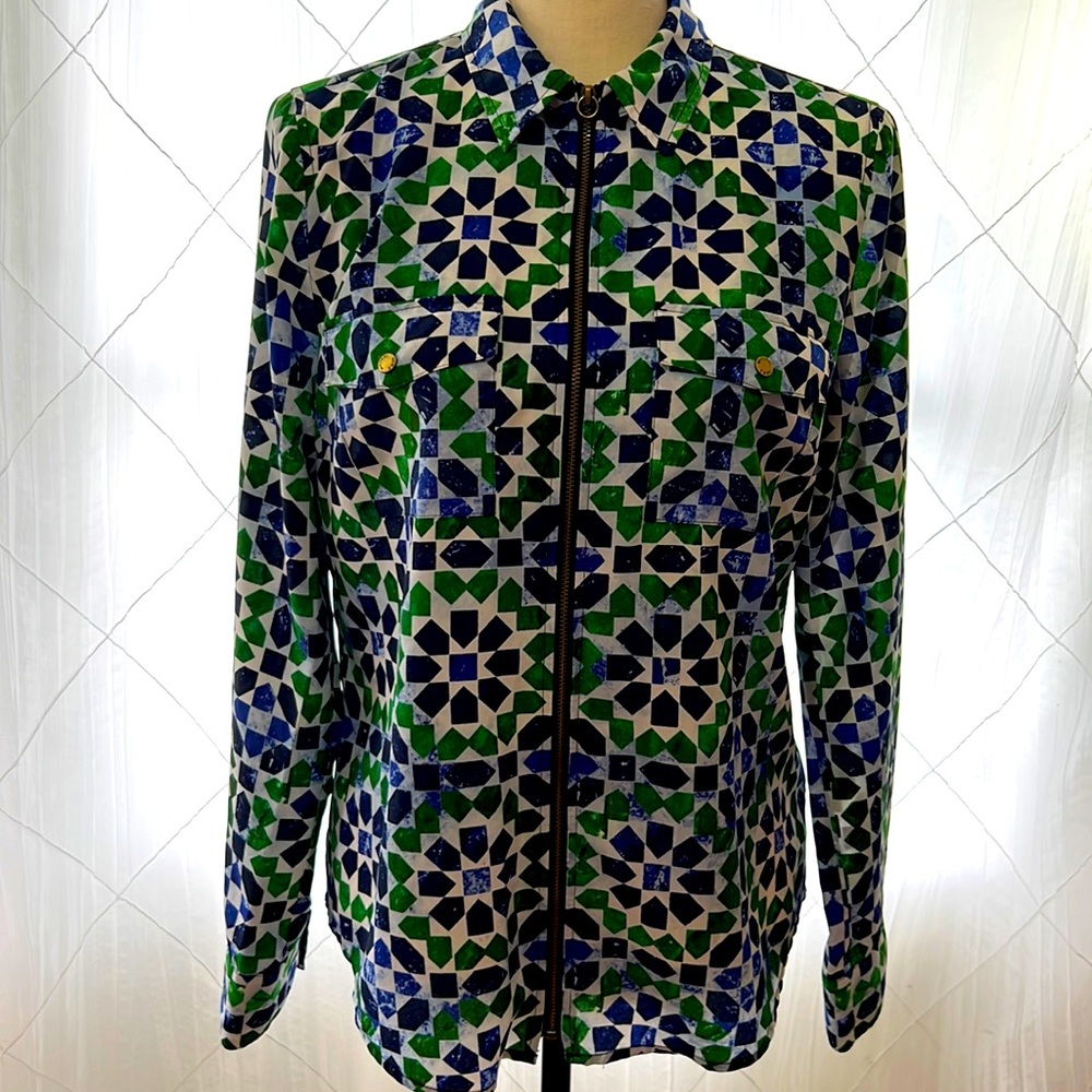 MICHAEL KORS Zip Front Shirt Size Medium